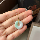 A-Grade Natural Moss On Snow Jadeite Ancient Coin Donut Pendant No.172581