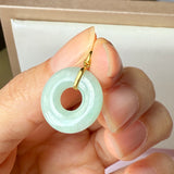 A-Grade Natural Moss On Snow Jadeite Ancient Coin Donut Pendant No.172582