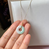 A-Grade Natural Moss On Snow Jadeite Ancient Coin Donut Pendant No.172583