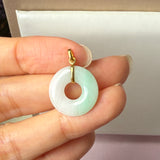 A-Grade Natural Moss On Snow Jadeite Ancient Coin Donut Pendant No.172583