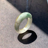 16.2mm A-Grade Natural Yellowish Green Floral Jadeite Saddle Top Ring Band No.162246