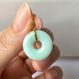 A-Grade Natural Moss On Snow Jadeite Ancient Coin Donut Pendant No.172585