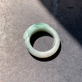 16.2mm A-Grade Natural Yellowish Green Floral Jadeite Saddle Top Ring Band No.162246