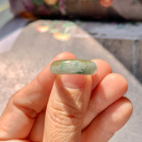 16.2mm A-Grade Natural Yellowish Green Floral Jadeite Saddle Top Ring Band No.162246