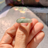 16.2mm A-Grade Natural Yellowish Green Floral Jadeite Saddle Top Ring Band No.162246