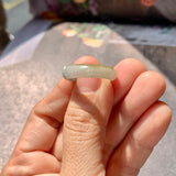 16.2mm A-Grade Natural Yellowish Green Floral Jadeite Saddle Top Ring Band No.162246