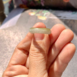 16.2mm A-Grade Natural Yellowish Green Floral Jadeite Saddle Top Ring Band No.162246