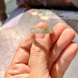 16.2mm A-Grade Natural Yellowish Green Floral Jadeite Saddle Top Ring Band No.162246