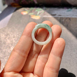 16.2mm A-Grade Natural Yellowish Green Floral Jadeite Saddle Top Ring Band No.162246