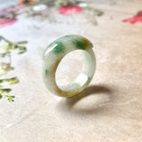 16.2mm A-Grade Natural Floral Jadeite Saddle Top Ring Band No. 162404