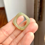 16.2mm A-Grade Natural Yellowish Green Jadeite Square Abacus Ring Band No. 161504