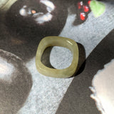 15.4mm A-Grade Natural Light Yellow Jadeite Square Abacus Ring Band No. 161509