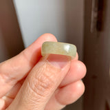 15.4mm A-Grade Natural Light Yellow Jadeite Square Abacus Ring Band No. 161509