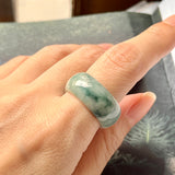 SOLD OUT: 19.2mm A-Grade Natural Floral Jadeite Abacus Ring Band No.161663