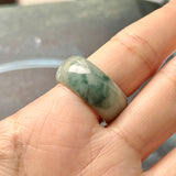 SOLD OUT: 19.2mm A-Grade Natural Floral Jadeite Abacus Ring Band No.161663