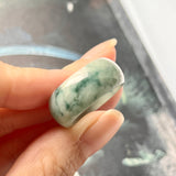 SOLD OUT: 19.2mm A-Grade Natural Floral Jadeite Abacus Ring Band No.161663