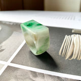 18.4mm A-Grade Natural Moss On Snow Jadeite Ring Band No.161953