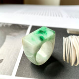 18.4mm A-Grade Natural Moss On Snow Jadeite Ring Band No.161953