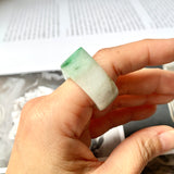 18.4mm A-Grade Natural Moss On Snow Jadeite Ring Band No.161953