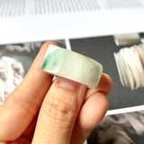 18.4mm A-Grade Natural Moss On Snow Jadeite Ring Band No.161953