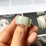 18.4mm A-Grade Natural Moss On Snow Jadeite Ring Band No.161953