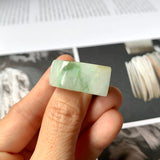 18.4mm A-Grade Natural Moss On Snow Jadeite Ring Band No.161953