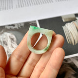 18.4mm A-Grade Natural Moss On Snow Jadeite Ring Band No.161953