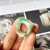 18.4mm A-Grade Natural Moss On Snow Jadeite Ring Band No.161953