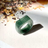 SOLD OUT: 16.5mm A-Grade Natural Bluish Green Jadeite Ring Band No.161995