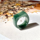 SOLD OUT: 16.5mm A-Grade Natural Bluish Green Jadeite Ring Band No.161995