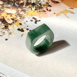 SOLD OUT: 16.5mm A-Grade Natural Bluish Green Jadeite Ring Band No.161995