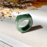 SOLD OUT: 16.5mm A-Grade Natural Bluish Green Jadeite Ring Band No.161995