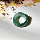 SOLD OUT: 16.5mm A-Grade Natural Bluish Green Jadeite Ring Band No.161995