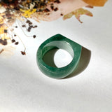 SOLD OUT: 16.5mm A-Grade Natural Bluish Green Jadeite Ring Band No.161995