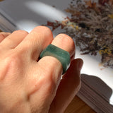 SOLD OUT: 16.5mm A-Grade Natural Bluish Green Jadeite Ring Band No.161995