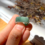 SOLD OUT: 16.5mm A-Grade Natural Bluish Green Jadeite Ring Band No.161995