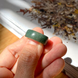 SOLD OUT: 16.5mm A-Grade Natural Bluish Green Jadeite Ring Band No.161995