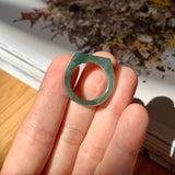 SOLD OUT: 16.5mm A-Grade Natural Bluish Green Jadeite Ring Band No.161995