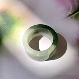 17.2mm A-Grade Natural Bluish Green White Jadeite Archer Ring Band No. 161442