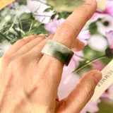 17.2mm A-Grade Natural Bluish Green White Jadeite Archer Ring Band No. 161442