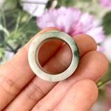 17.2mm A-Grade Natural Bluish Green White Jadeite Archer Ring Band No. 161442