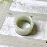 16.9mm A-Grade Natural White Yellowish Green Jadeite Archer Ring Band No. 161441