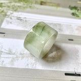 16.9mm A-Grade Natural White Yellowish Green Jadeite Archer Ring Band No. 161441