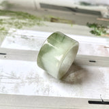 16.9mm A-Grade Natural White Yellowish Green Jadeite Archer Ring Band No. 161441