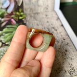 15.2mm A-Grade Natural Earthy Tone Jadeite Saddle Ring Band No. 161407