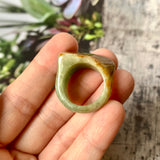 17.2mm A-Grade Natural Earthy Tone Jadeite Saddle Ring Band No. 161244