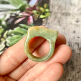 17.2mm A-Grade Natural Earthy Tone Jadeite Saddle Ring Band No. 161244