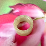 17.1mm A-Grade Natural Light Yellowish Green Jadeite Archer Ring Band No. 161452