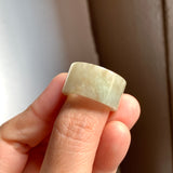 17.1mm A-Grade Natural Light Yellowish Green Jadeite Archer Ring Band No. 161452