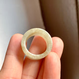 17.1mm A-Grade Natural Light Yellowish Green Jadeite Archer Ring Band No. 161452